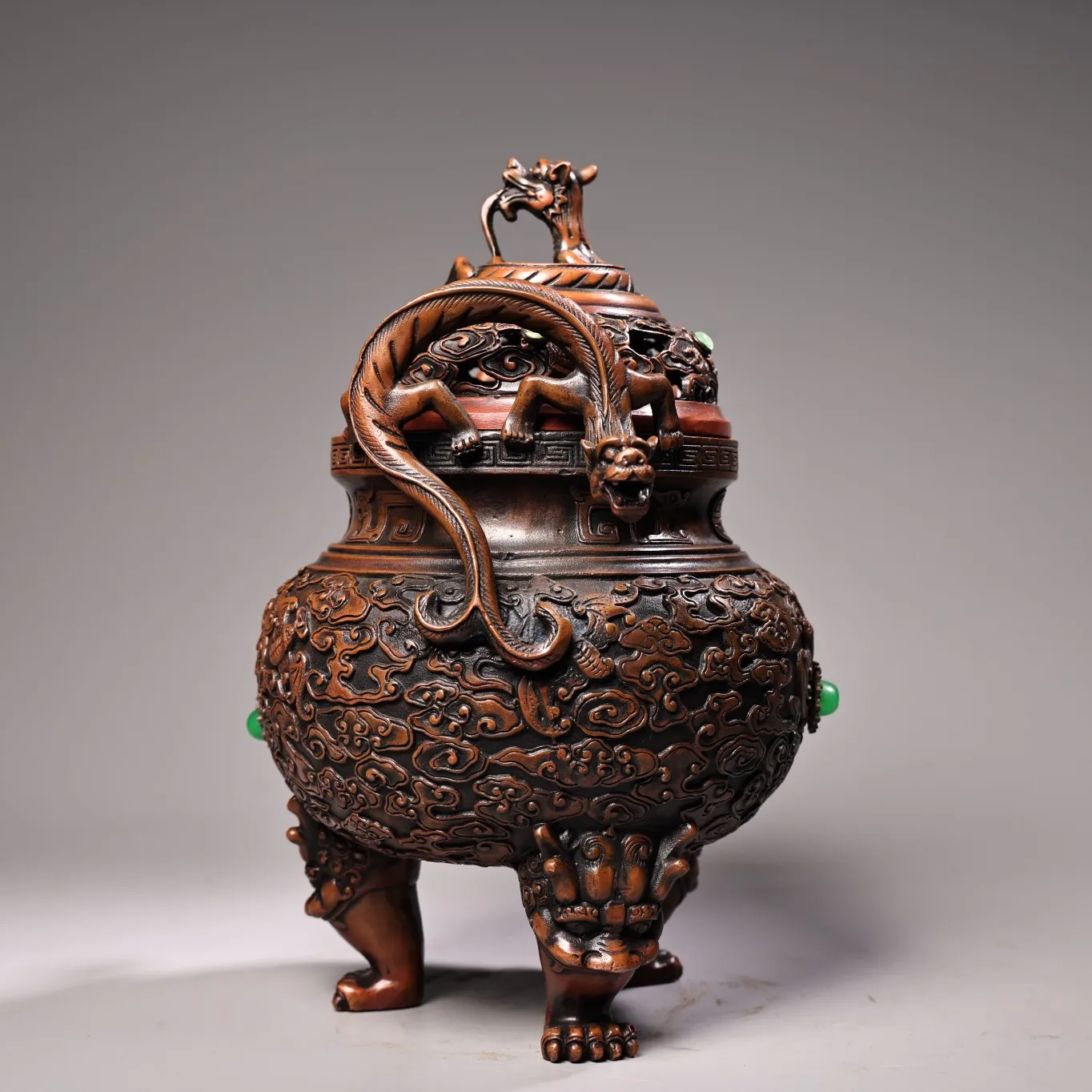 9-дюймовая коллекция тибетского храма старая бронзовая мозаика драгоценный