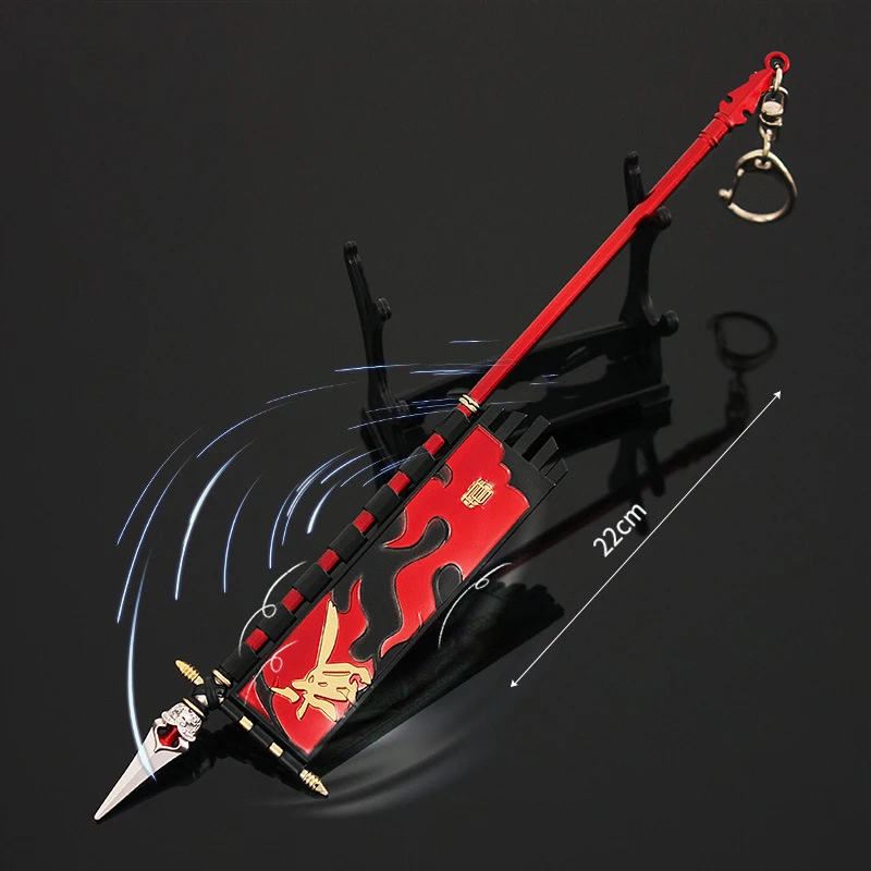 22cm Yongjie game surrounding sword fighting conference red flag Yongwu spear weapon alloy model knife battle ornaments toys