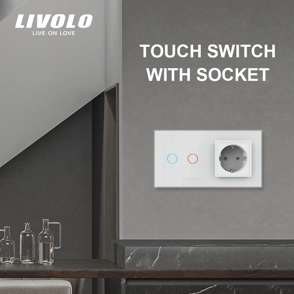 Настенная розетка Livolo 16 А с сенсорным выключателем 250 ~ В переменного тока 4 цвета -