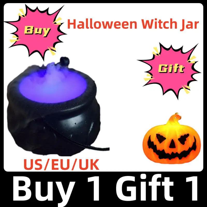 

Halloween Mist Witch Pot,Witch Cauldron Fog Maker Water Fountain Fog Machine Colorful Changing Light Halloween Party Decoration