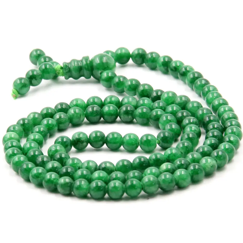 

Multilayer 108 green jade beads 6mm Tassel Bracelet Necklace Tibetan Buddhist Mala Buddha Charm Rosary Yoga Men Jewelry