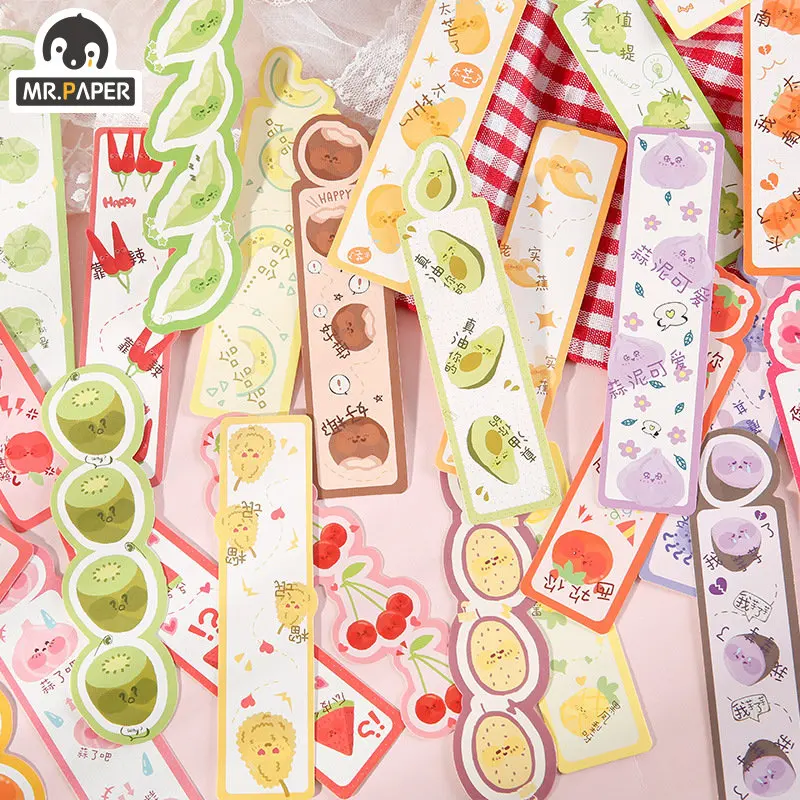

Mr. Paper 30pcs/Box Fruit Series Special-shaped Bookmark Cartoon Fruit Pattern Cute Bookmark Decoration Stationery Supplies
