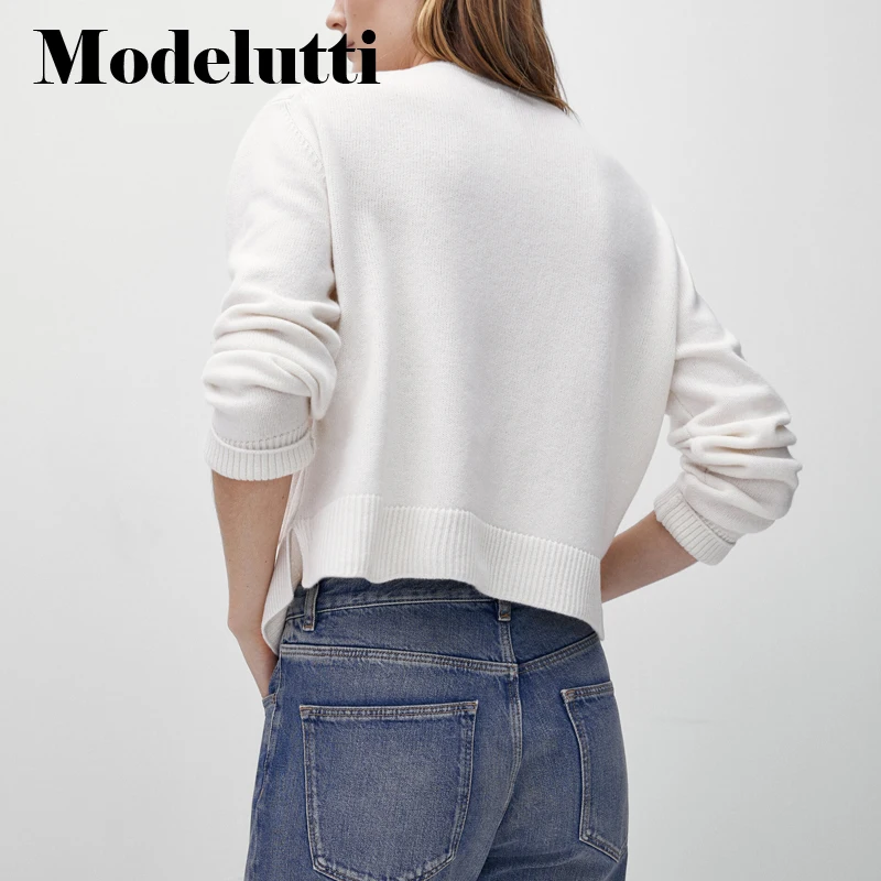 Женский однобортный вязаный свитер Modelutti Простой повседневный однотонный