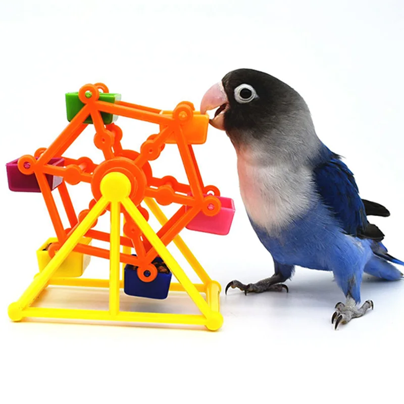 

1pc Bird Foraging Toys Creative Parrot Feeder Rotate Training Toys Intelligence Growth Cage Colorful Pecking Windmill Toy