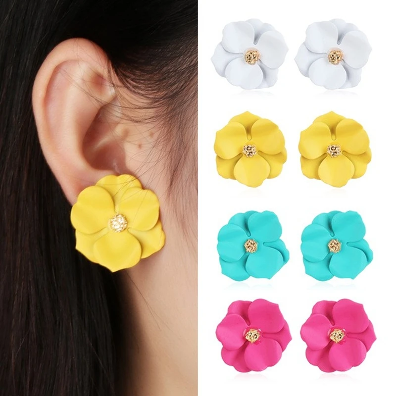 

Fashion Temperament Color Flower Stud Earrings Ear Jewelry for Women