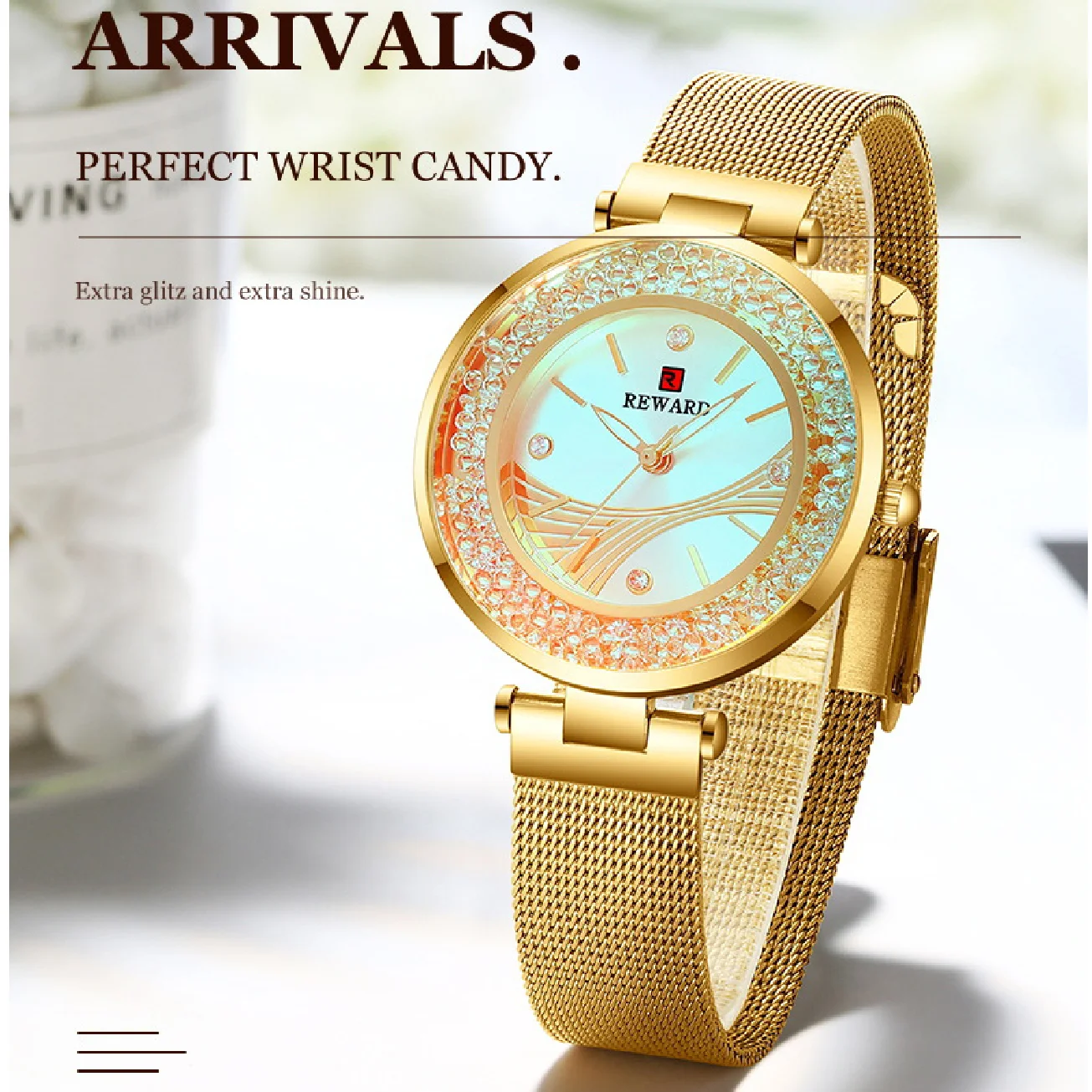 REWARD Women Watch Diamond Dial Luxury Brand Stainless Steel Ladies Trend Quartz Wrist Watches Waterproof Clock Female Gifts enlarge