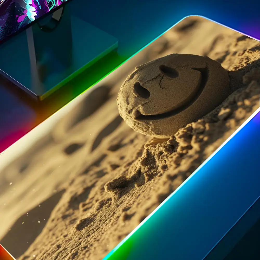 Happy Face Art Коврик для мыши RGB ПК Геймерская клавиатура Светодиодный светящийся