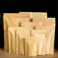 50pcs tea kraft paper stand up self sealing bags aluminized thickened food dried fruit sealed packaging