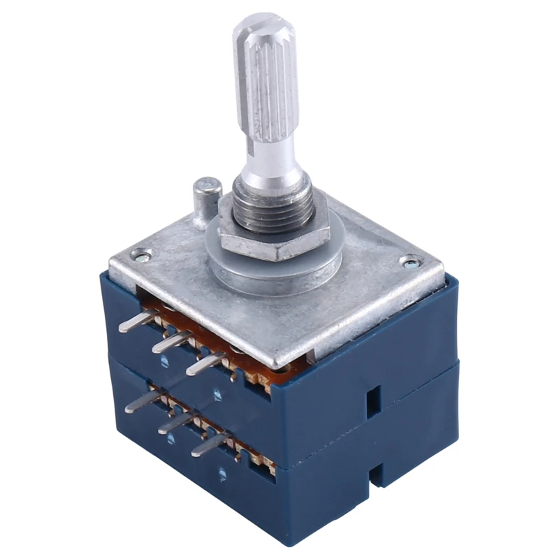 

1PCS RH2702 Resistance Stepping Dual-Unit Rotentiometer 6Pins ALPS RK27 Floral Axis 25Mm