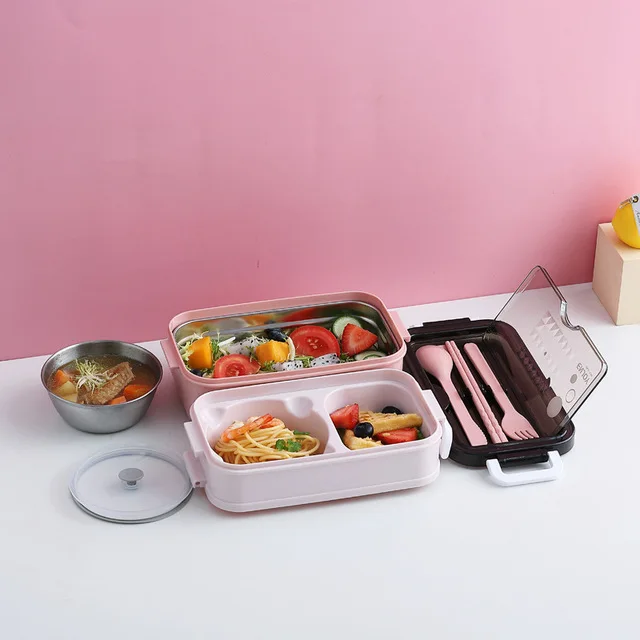 

Layers Microwave Lunch Box 304 Stainless Steel Bento Box For Kids Worker Heating Lunch Container With Tableware Food Storage