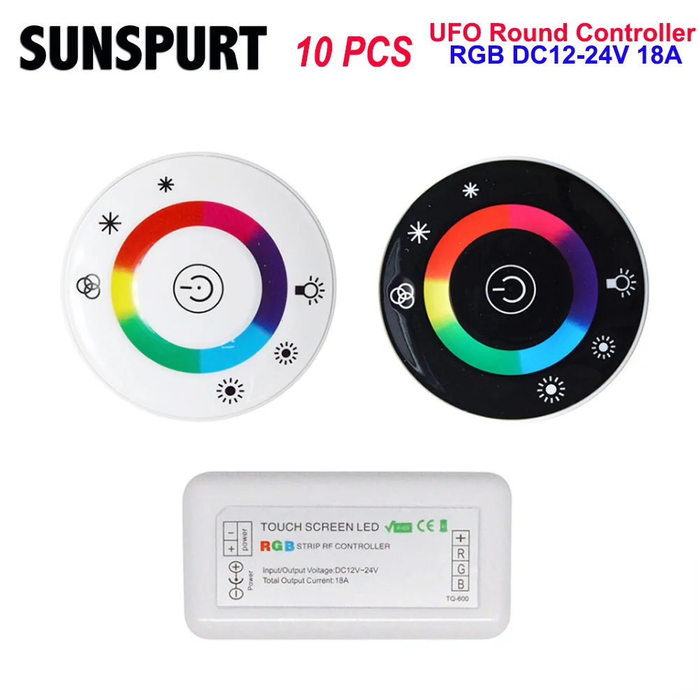 10 New 86 Touch DC12V 24V 18A Round Touch RGB Controller with 7 Keys RF Remote dimmer Switch for 3528 2835 5050 LED Strip lights