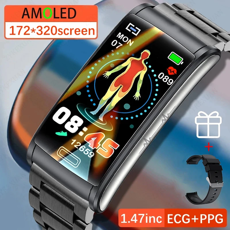 

2023 New Blood Glucose Monitor Health Smart Watch Men ECG+PPG Blood Pressure Measurement IP68 Waterproof Sport Ladies Smartwatch