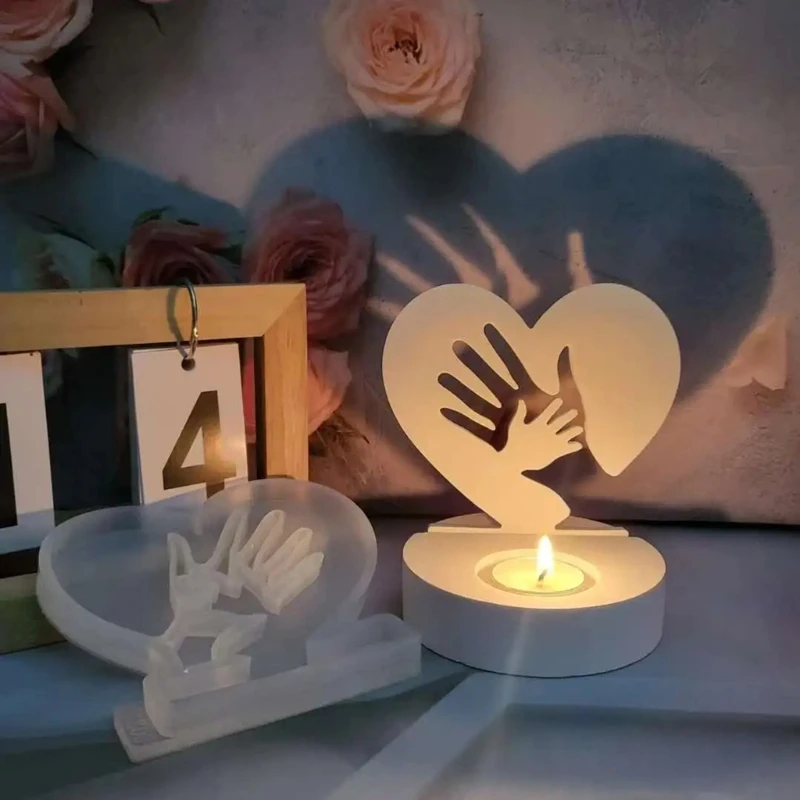 N0HB Силиконовые формы Большие руки в маленьких ручных подсвечниках Жестовые для