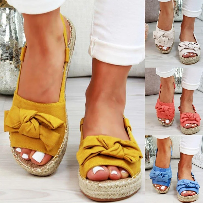 

Women's Platform Sandals 2022 Summer Female Gladiator Open Toe Elastic Band Sandals Fashion Bow Casual Sandals Women Large Size
