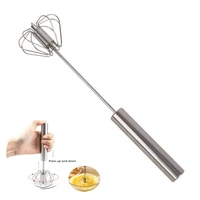10in semi automatic mixer egg beater manual self turning 304 stainless steel whisk hand blender egg cream stirring kitchen tools