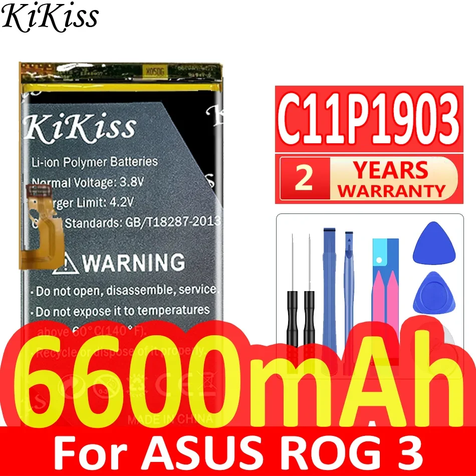 Аккумулятор KiKiss C11P1903 6600 мАч для ASUS Rog Phone 3 Phone3 ROG3 ROG батареи + Бесплатные
