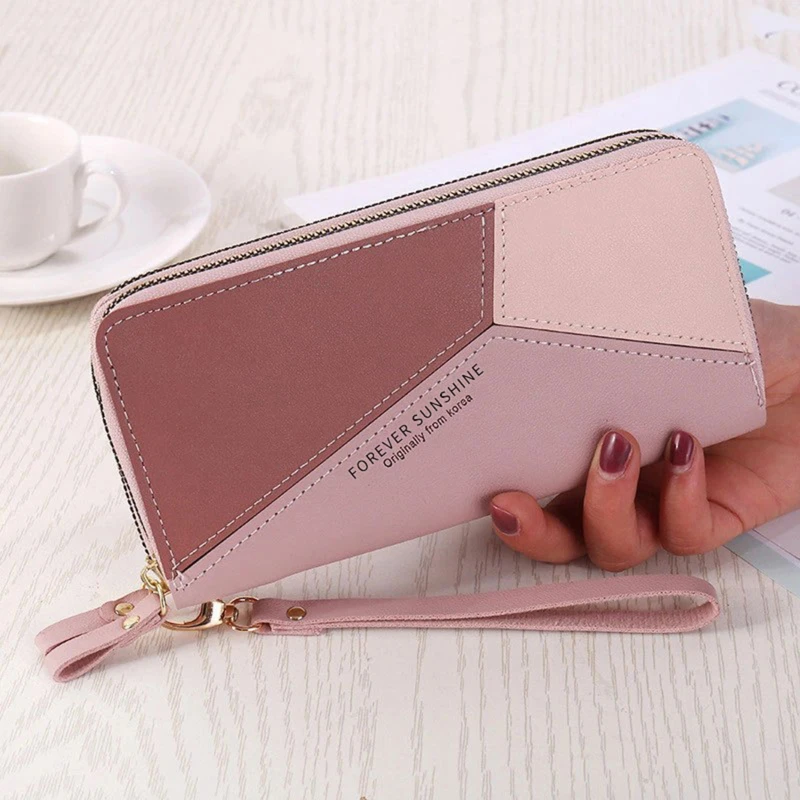 

Geometric Luxury PU Leather Women Long Zipper Coin Purses Tassel Design Clutch Lady Female Money Credit Card Holder Clutch Bag