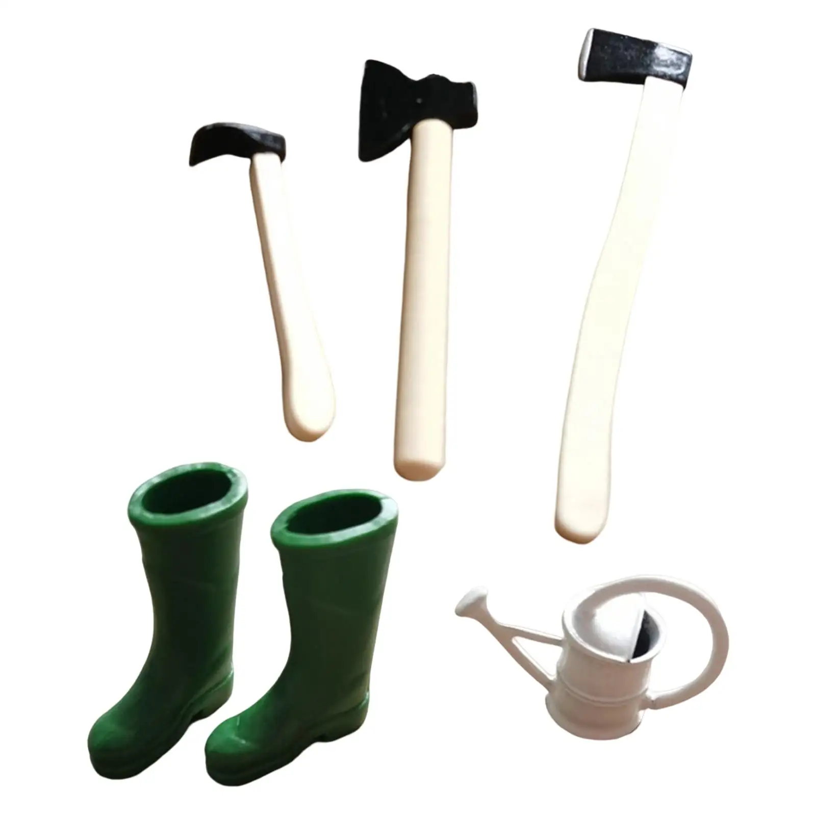 

5Pcs Wooden Handle Miniature Gardening Tool for 1/12 Scale Dollhouse Accessory