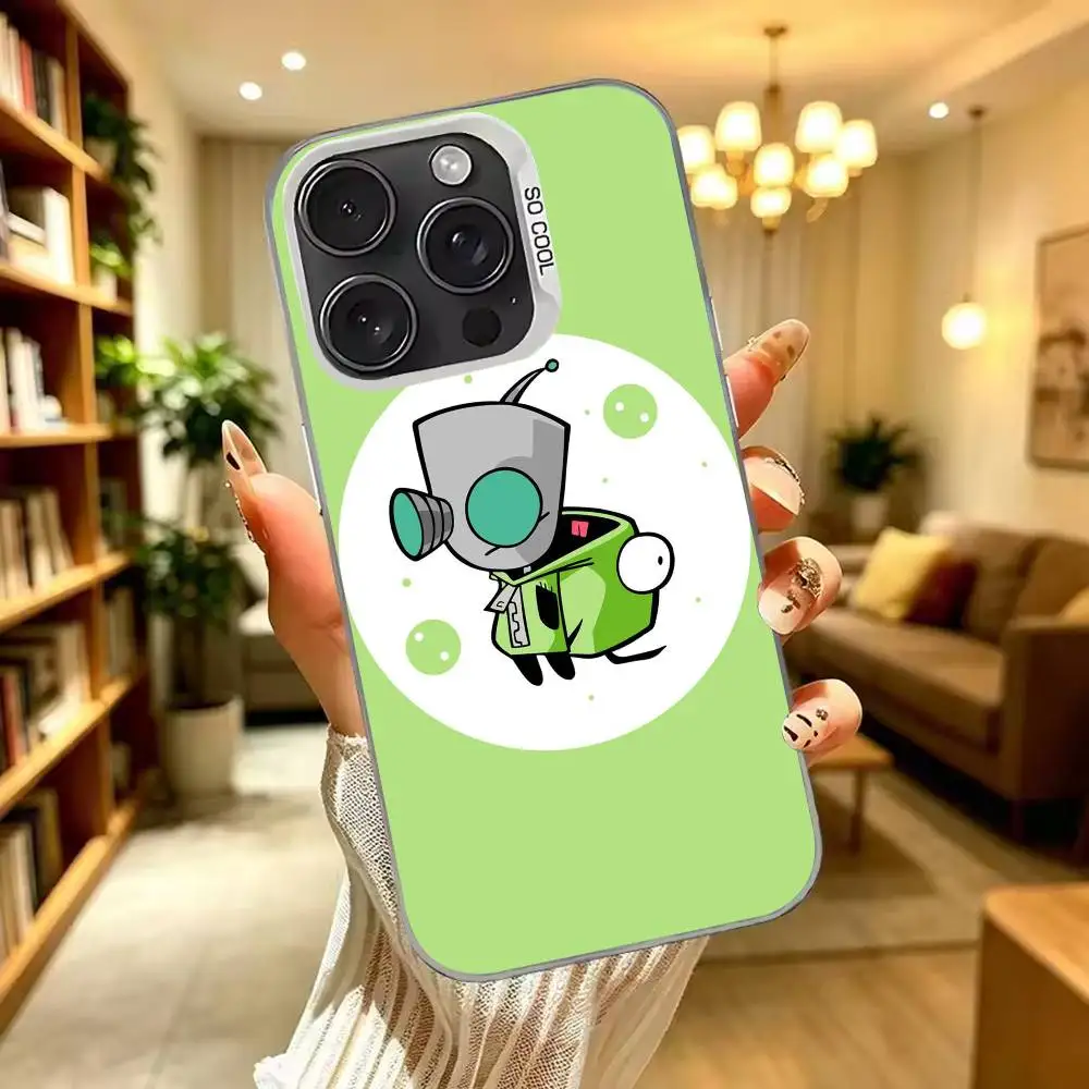 Фото Чехол для телефона Madness-s Invader Zim Gir-ES для iPhone 17, 16, 15, 14, 13, 12, 11 Plus, Pro Max, XS, с цветным серебряным покрытием. №2