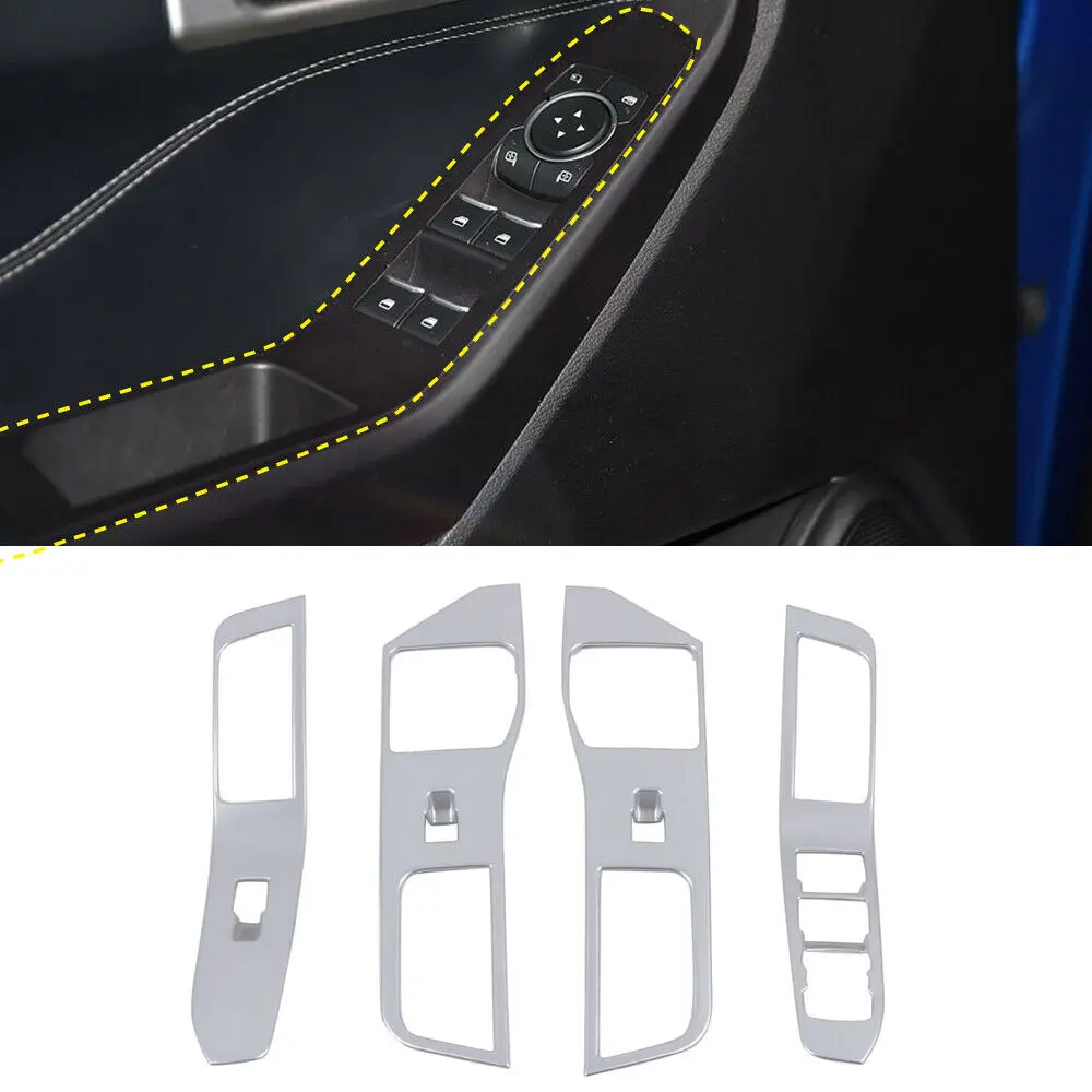 

LHD Matte Door Armrest Window Lift Button Trim 4pcs For Ford Explorer 2020-2022