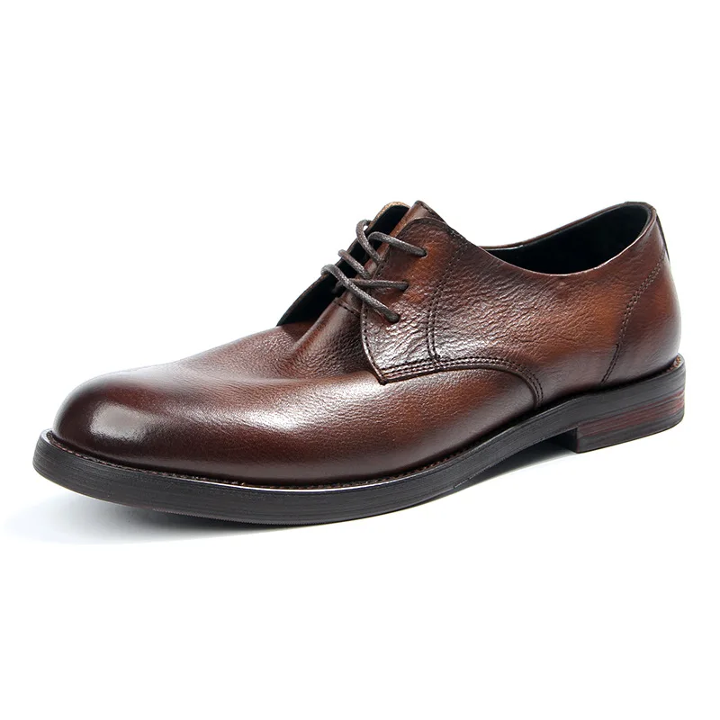 

British Retro Men's Dress Shoes Breathable Gentlemen Genuine Leather Brogue Shoes Trend Fashion Men Flats Handmade Moccasins 2.5