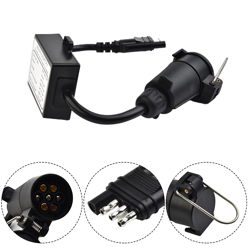 

1x US 4Pin To EU 7Pin Trailer Adapter Lead Converter With Cable Wiring Connector 12V Plug Socket Caravan Electric Adapter Socket