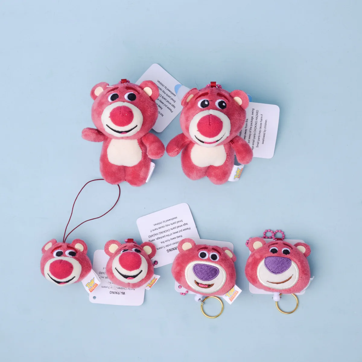 

Disney Toy Story Keychain Cute Cartoon Strawberry Bear Plush Ornament Kawaii Bag Pendant Car Key Chain Gift