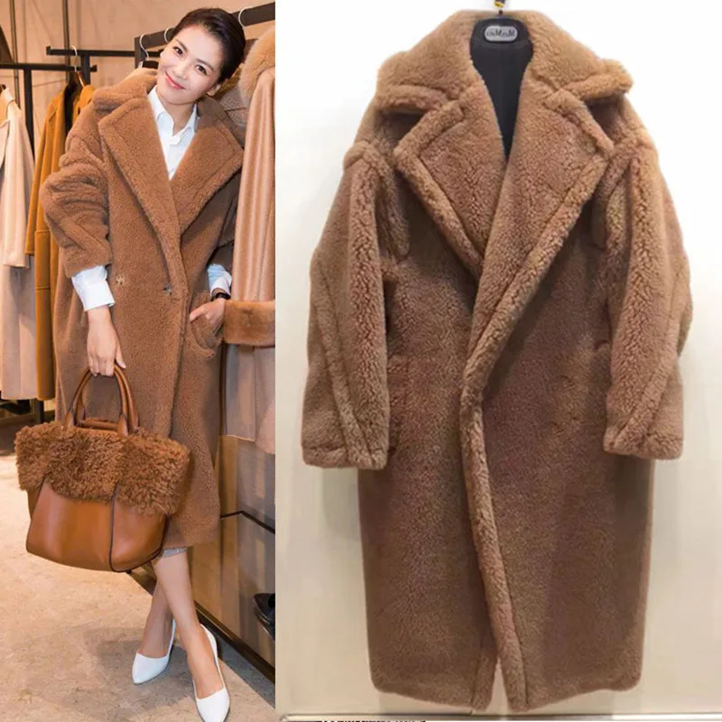 

Fur Long Coat Warm and Thickened Lamb Wool Coat
