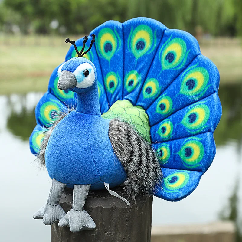 

30cm Lifelike Peacock Plush Toy Cute Soft Stuffed Animal Real Life Peahen Plushies Doll Kawaii Gift for Kids Home Room Decor