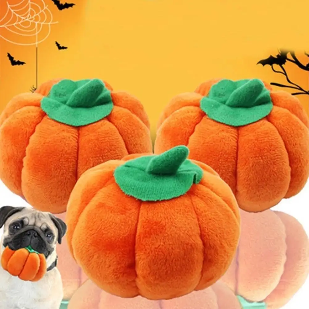 

Pet Plush Pumpkin Squeak Toys Cat Dog Chew Doll Tooth Cleaning Molar Toys Pet Supplies For Anxiety Relief