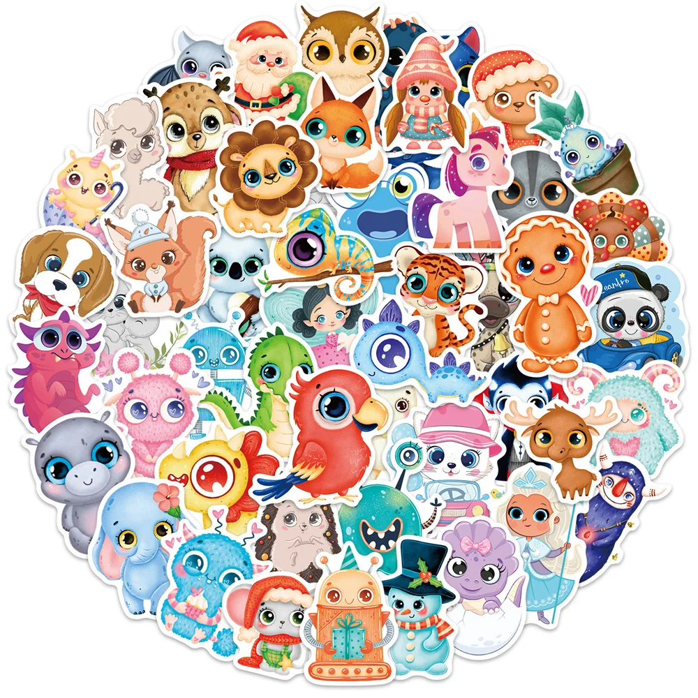 

10/30/50pcs Big Eyes Animal Cute Children Graffiti Sticker For Luggage Laptop Ipad Skateboard Guitar Notebook Stickers Wholesale
