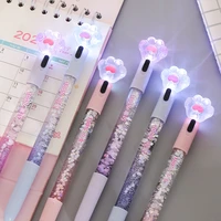 kawaii cat claw glowing gel pen quicksand led light pen creative stationery student signature pens for kids girls gift