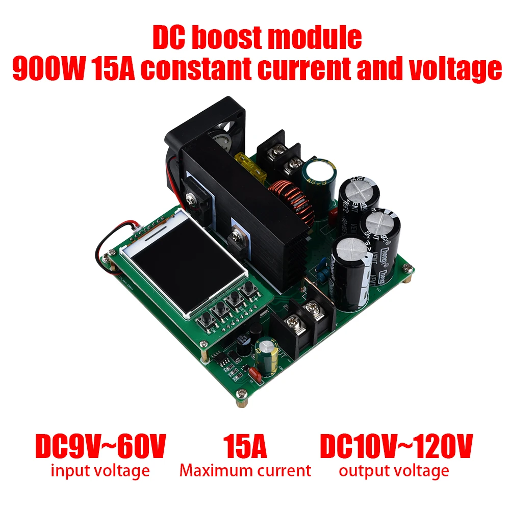 

BST900W 15A DC-DC Boost Converter LCD Display Step Up Power Supply Module 8-60V To 10-120V Voltage Transformer Module Regulator