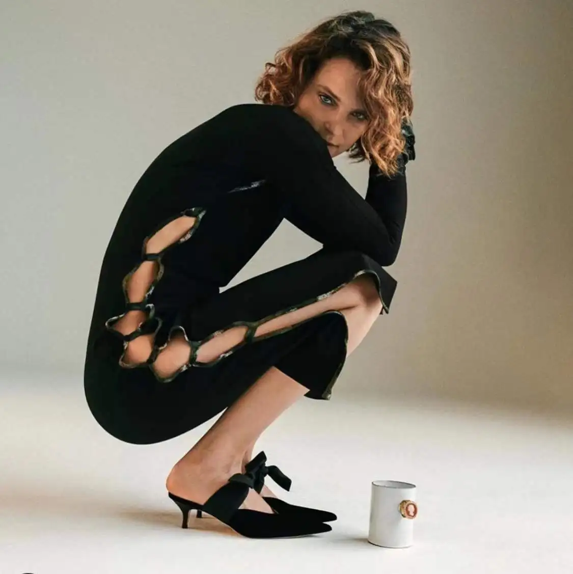 French Silk Tie Bow Sandals 2023 New Low-heeled Shoes Pointed Stilettos