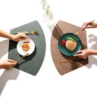 2pcs fan shaped pu table placemats double sided table decoration restaurant cafe hotel catering setting interior design p27