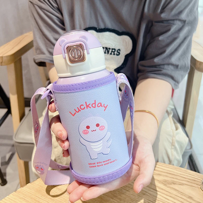 

Thermo Bottle Cartoon children's 316 stainless steel insulated cup straw water cup student water bottle portable water bottle