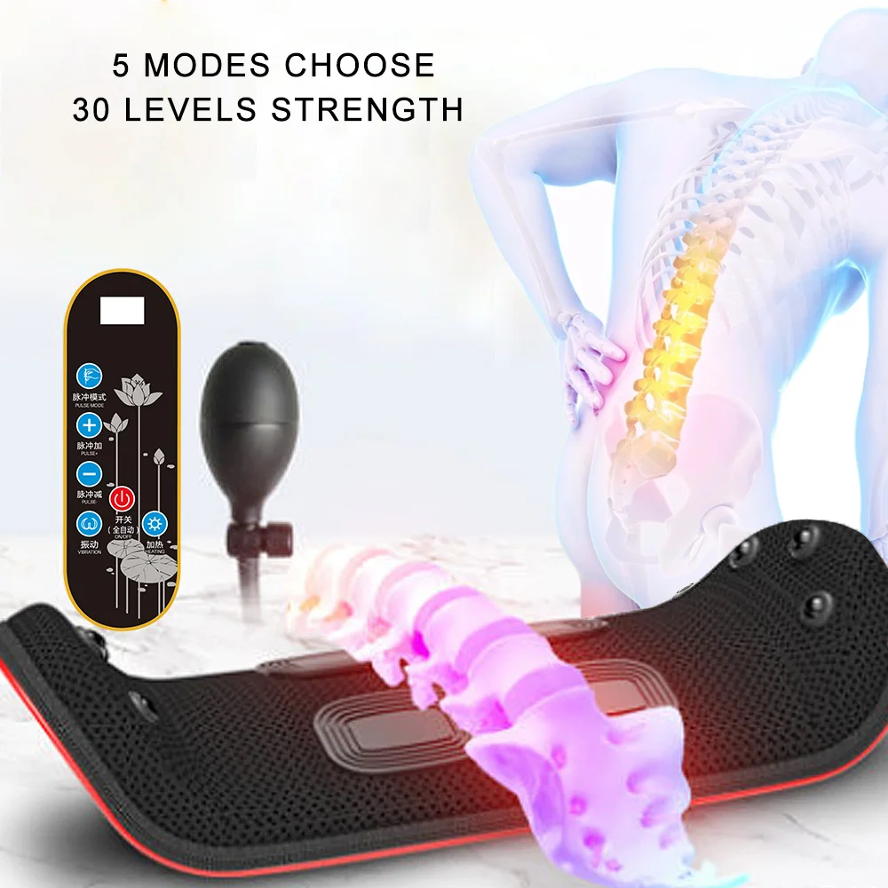 

Electric Waist Back Massager Multi-Level Vibration Lumbar Traction Stretcher Inflatable Hot Compress Spine Body Fatigue Relief