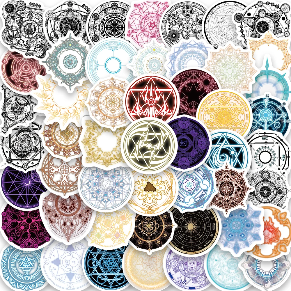 

10/25/50Pcs Magic Circle Print Sticker Laptop Luggage Skateboard Art Picture Waterproof Teens Cafe Gift Bar Lightning Stickers