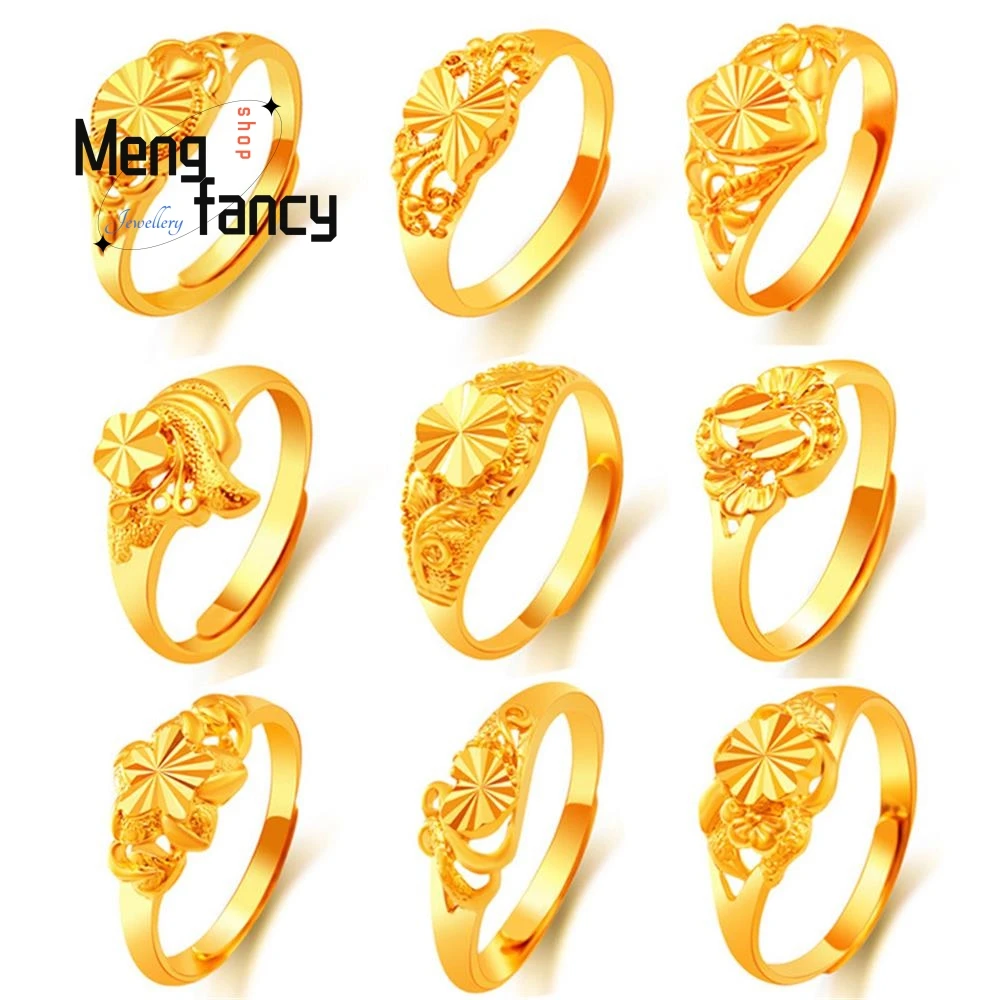 Sand Gold Chinese Style Ring Simple Exquisite Charm Fashion Natural Luxury Couple Jewelry Handicraft Best Selling Holiday Gift