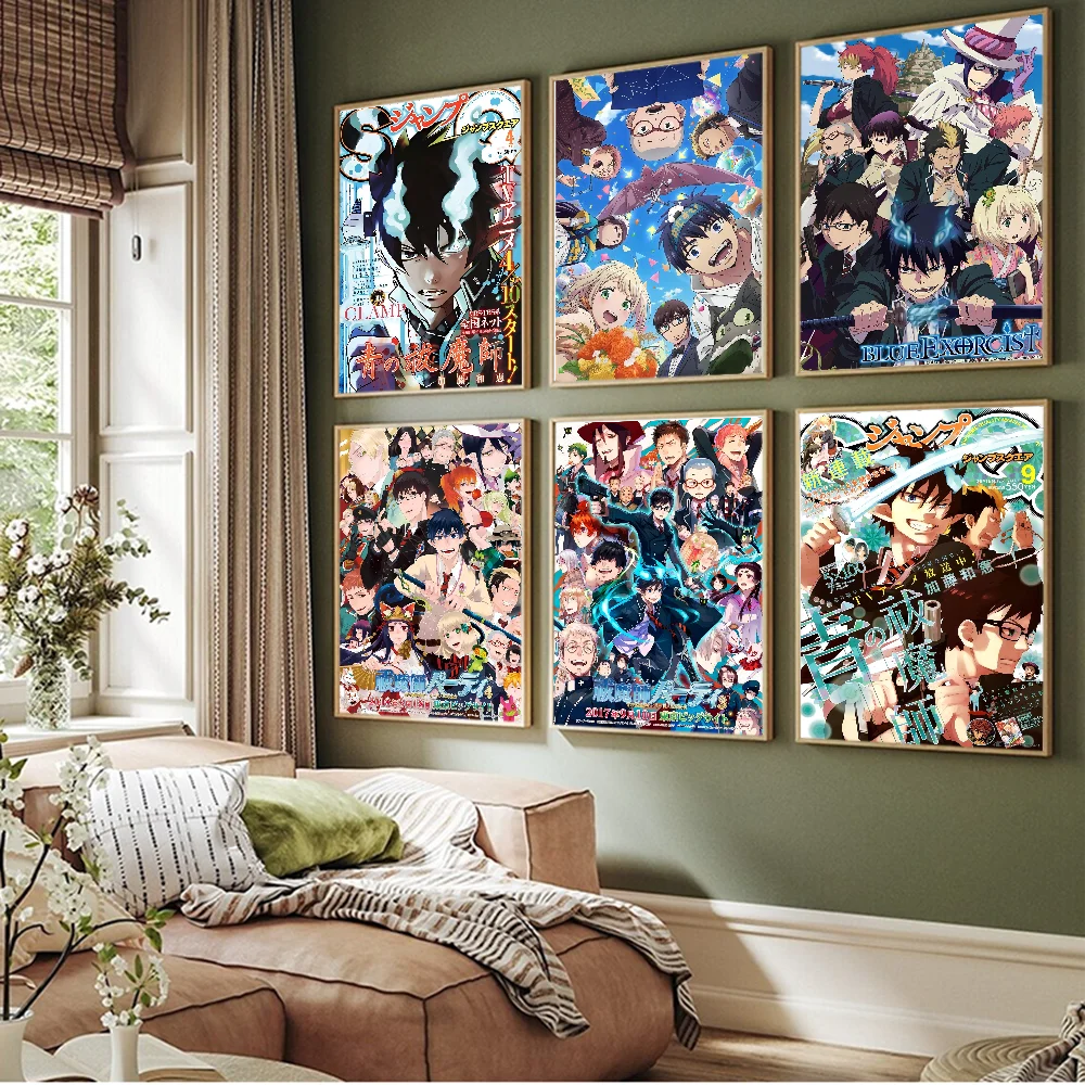 Синие негорючие классические винтажные постеры Ao с принтом из белой бумаги милые