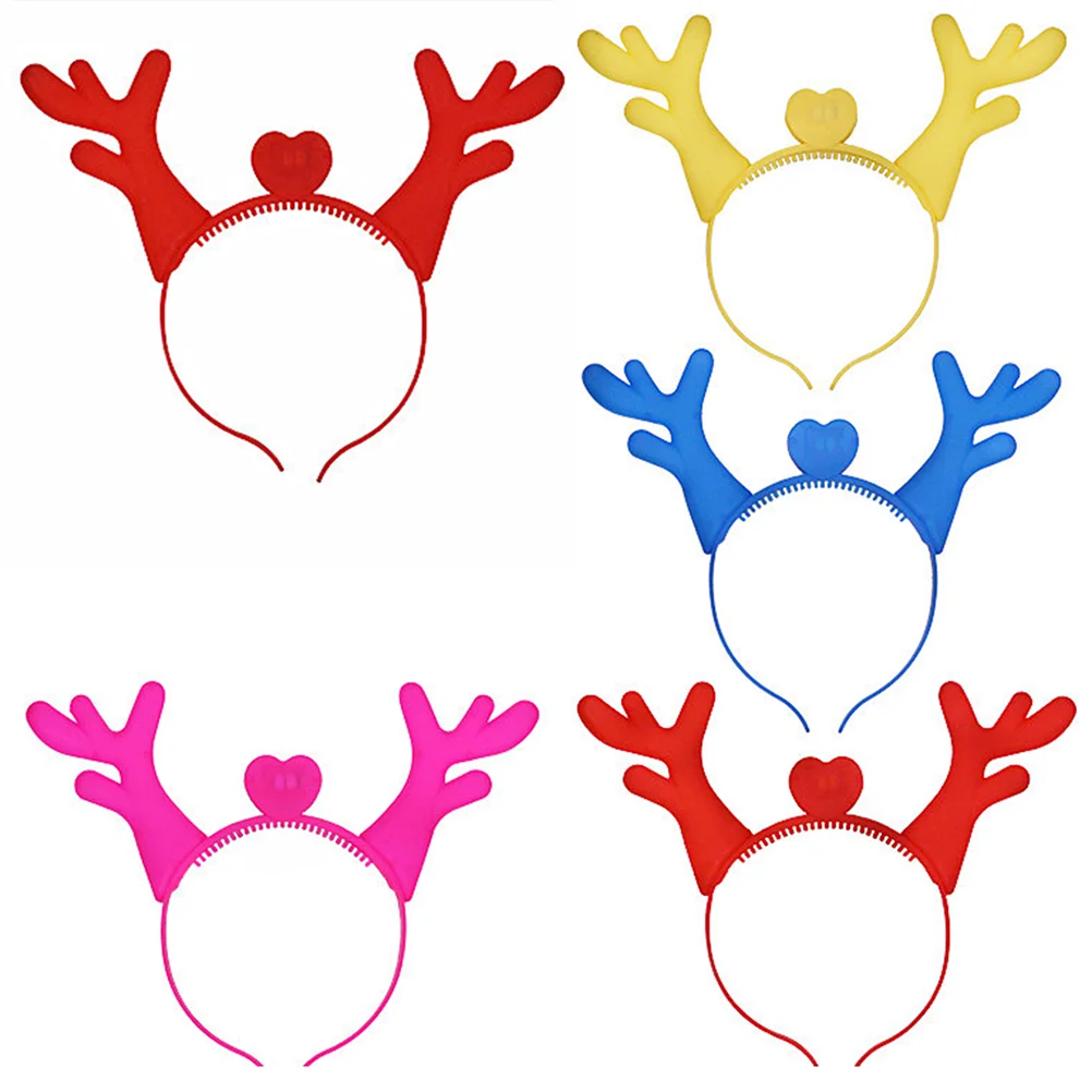 

5pcs Christmas Headbands Party Favors Antlers Hair Bands Headwear Costume Accessory Photo Props Hair Hoops