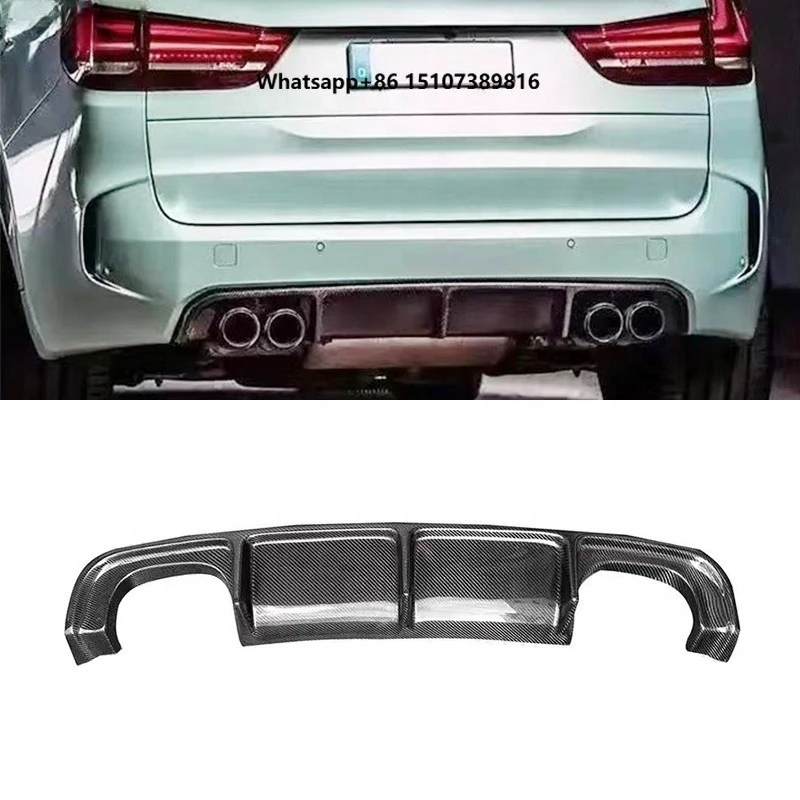Фото Для BMW X5M X6M F85 F86 2015-2018: задний диффузор/накладка на бампер в стиле RKP из карбона №1