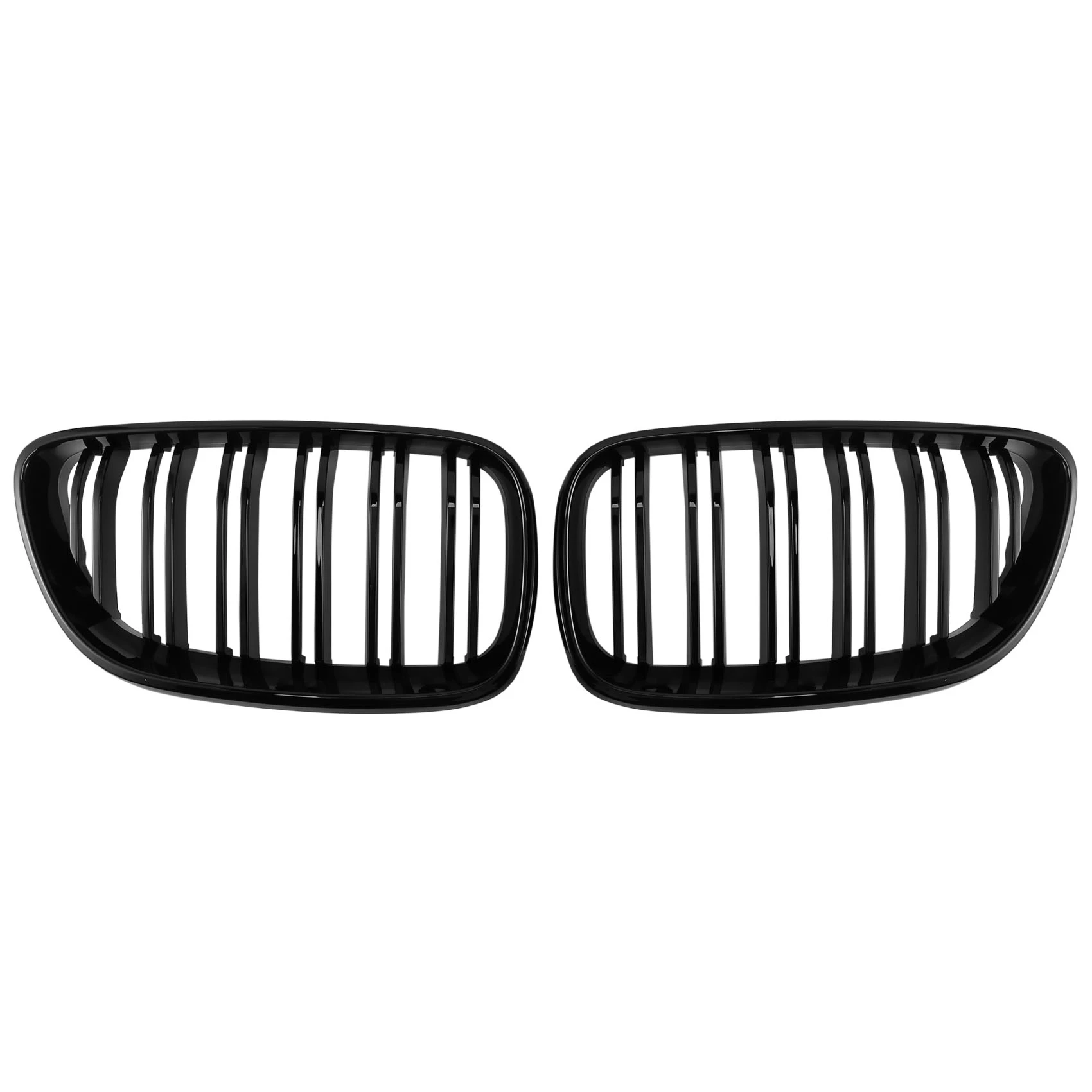 

2Pcs Car Front Grille Fit for-BMW 2 Series F22 M235 2014 2015 2016 2017 2018 Double Pole Bright Black