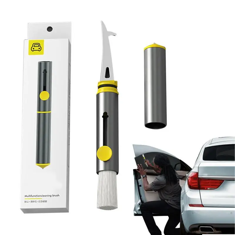 

Car Vent Cleaner Soft Auto Detailing Brushes With Safety Hammer Car Brush Tungsten Steel Tip Alloy Shell Design For Car Vent