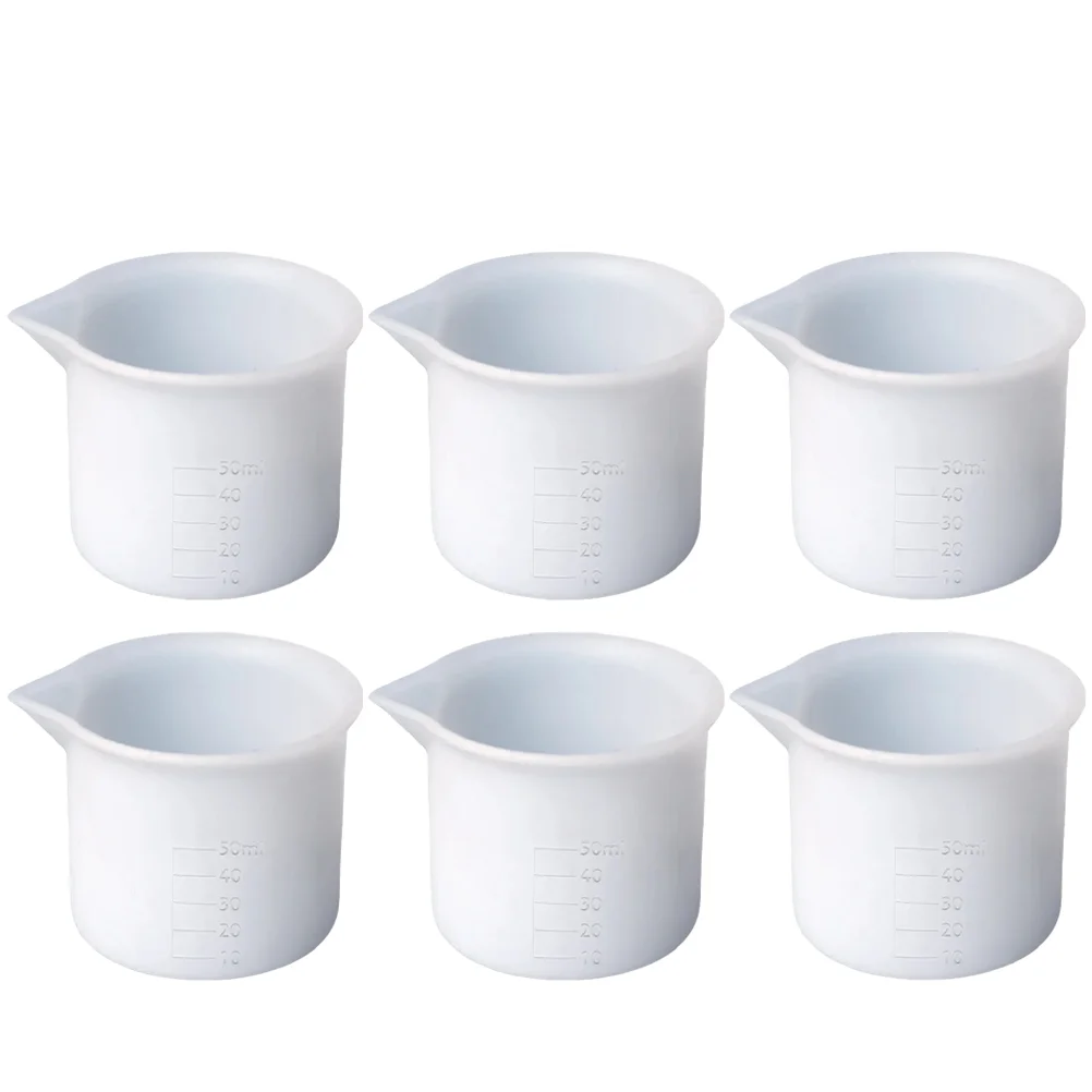 

6Pcs Silicone Measuring Cups Silicone Measuring Holders Scaled Cups Epoxy Mixing Cups