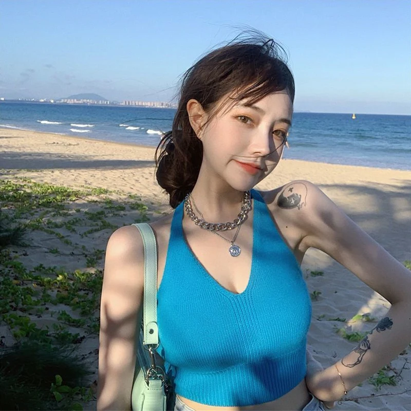 

Женский трикотажный топ с V-образным вырезом, 6 цветов