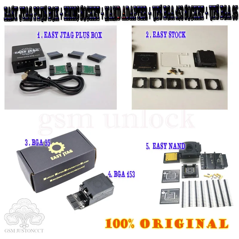 original new easy jtag plus box + emmc socket nand adapter ufs bga 153 95 |