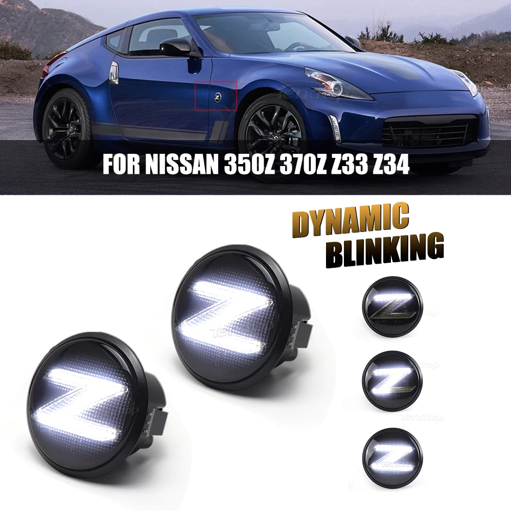 

Dynamic Smoke LED Side Marker Light Turn Signal Lamp For Nissan 370z Coupe Nismo Z34 2009-2020 White Parking Light Position Lamp