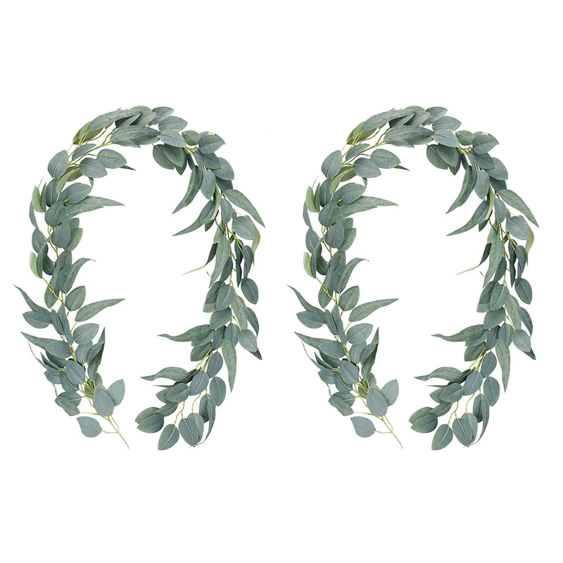 

2X Artificial Eucalyptus Garland Greenery Eucalyptus Vine, For Room Decor For Wedding Backdrop Arch Deco