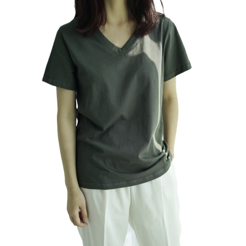 

Cotton Solid Women T-Shirts 2022 Summer New V-Neck Loose Casual All Match Female Pulls Outwear Coat Tops